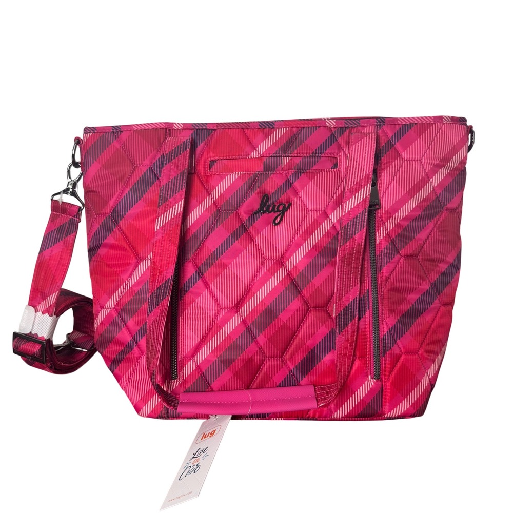 Lug‎ Rally Tote Bag Berry Berry Plaid Quilted Crossbody Shoulder Bag New